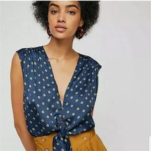 NWOT-Free People “Mornings in Marrakech” Sleeveless Tie-Front Top – Size Medium